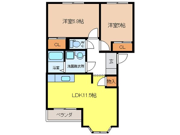 クレストール山王　参番館の物件間取画像